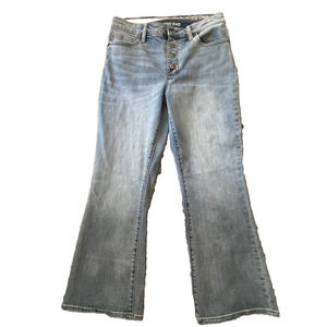 Lands End Women's Mid Rise Kick Crop Flare Leg Jeans Light Wash Sz 6